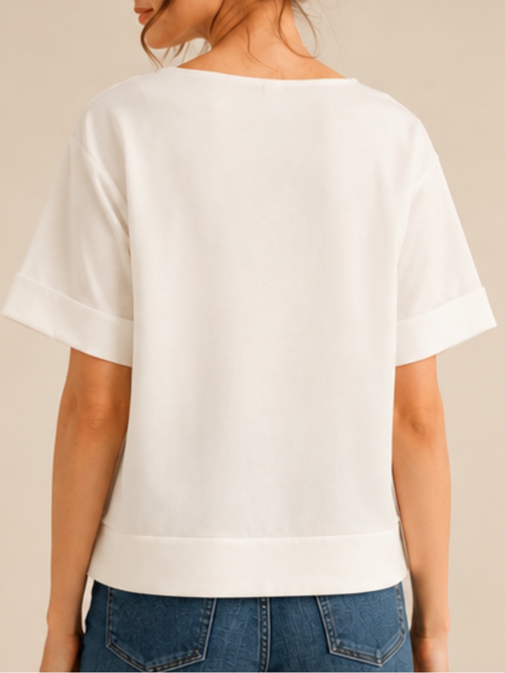 T178 Jodifl White Boxy Quilted Chest Pocket Cuffed Short Sleeve Versatile Top - Picture 2 of 2